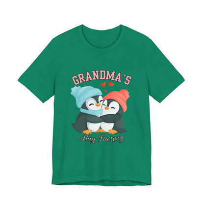 Grandma's Hug Factory T-Shirt, Cute Penguin Tee, Gift for Grandma, Family Reunion Shirt, Mother's Day Gift, Cozy Casual Wear