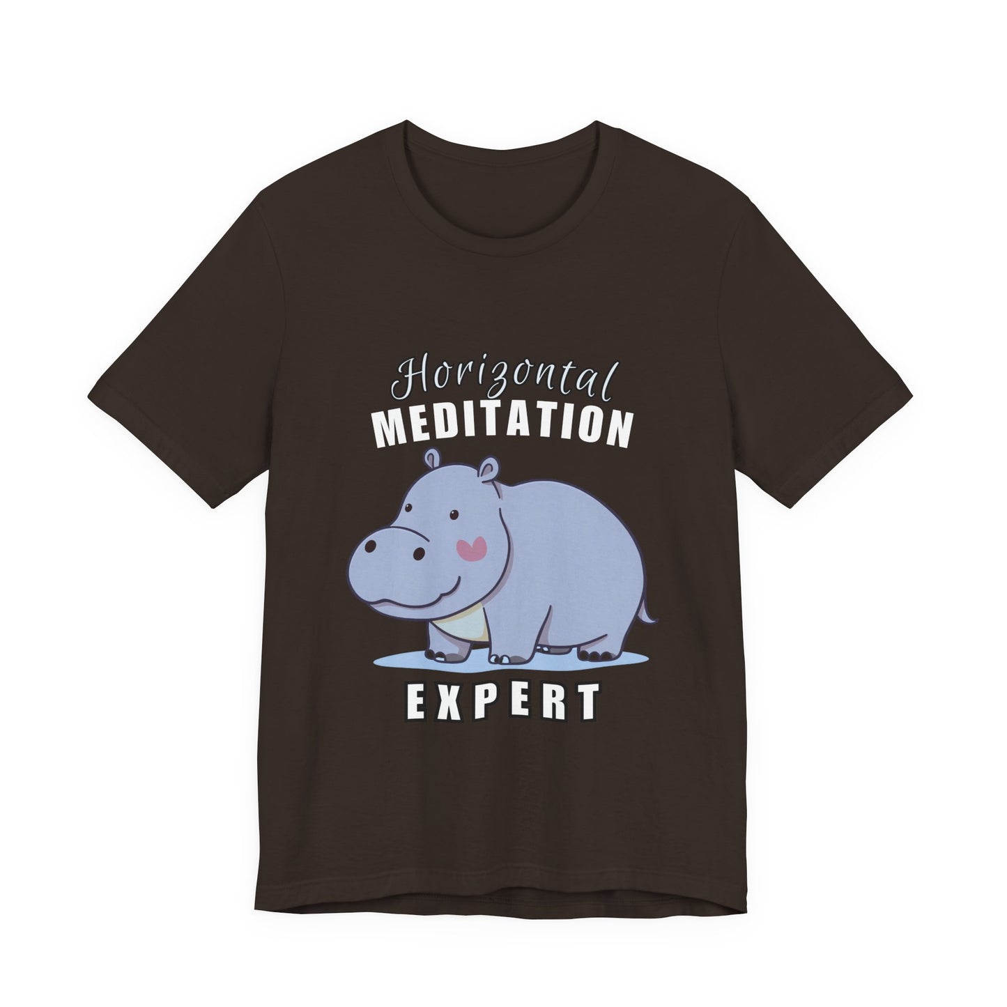 Hippo Horizontal Meditation Expert Tee - Fun Unisex Jersey Shirt for Relaxation, Gift for Yogis, Casual Wear, Mindfulness, Animal Lover