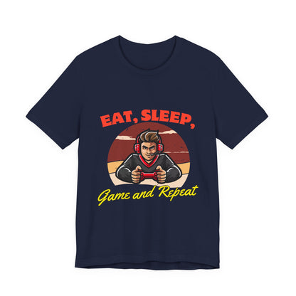 Gamer Lifestyle Tee - Eat, Sleep, Game & Repeat, Perfect for Gamers, Birthday Gift, Casual Wear, Gamer Apparel, Gaming Merchandise