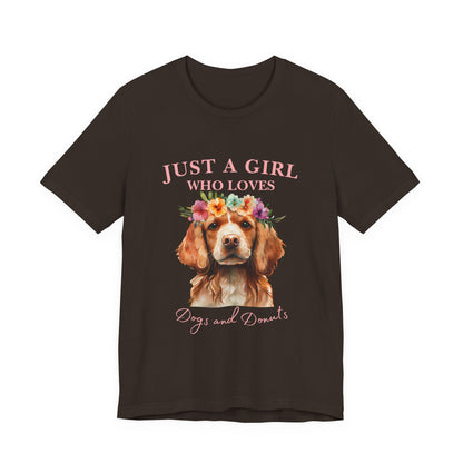 Just a Girl Who Loves Dogs and Donuts Tee, Cute Pet Lover Shirt, Animal Lover Gift, Dog Mom Apparel, Fun Casual Wear