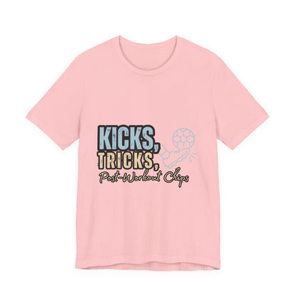 Playful Graphic Tee for Fun Lovers, Kicks Tricks T-Shirt, Unisex Casual Wear, Perfect Gift for Friends, Ideal for Parties, Celebrations