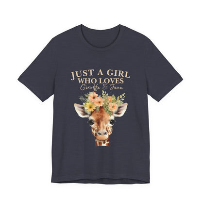 Just a Girl Who Loves Giraffes Tee, Cute Animal Lover Gift, Summer Casual Fashion, Birthday Tee, Nature Enthusiast Shirt