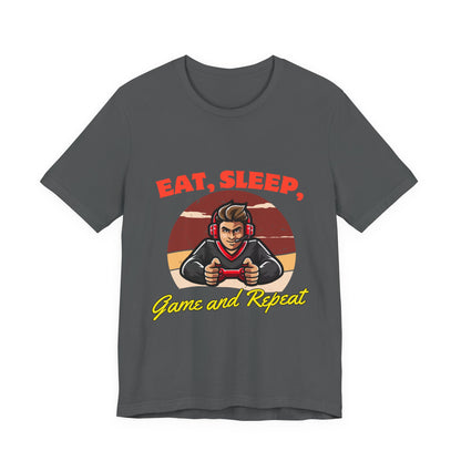 Gamer Lifestyle Tee - Eat, Sleep, Game & Repeat, Perfect for Gamers, Birthday Gift, Casual Wear, Gamer Apparel, Gaming Merchandise