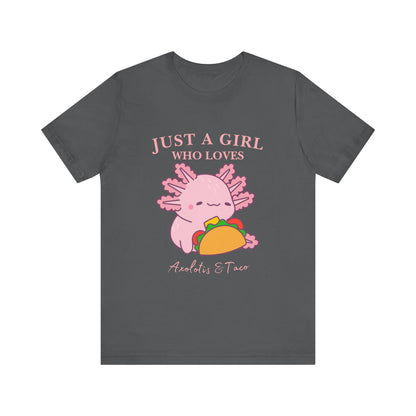 Cute Taco-Loving Axolotl Tee, Fun Graphic T-Shirt, Gift for Taco Lovers, Unisex Apparel, Cartoon Lover's Top