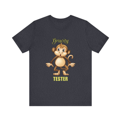 Gravity Tester Monkey Unisex Tee, Fun Animal T-Shirt, Kids Gift, Birthday Tee, Nature Lover Shirt