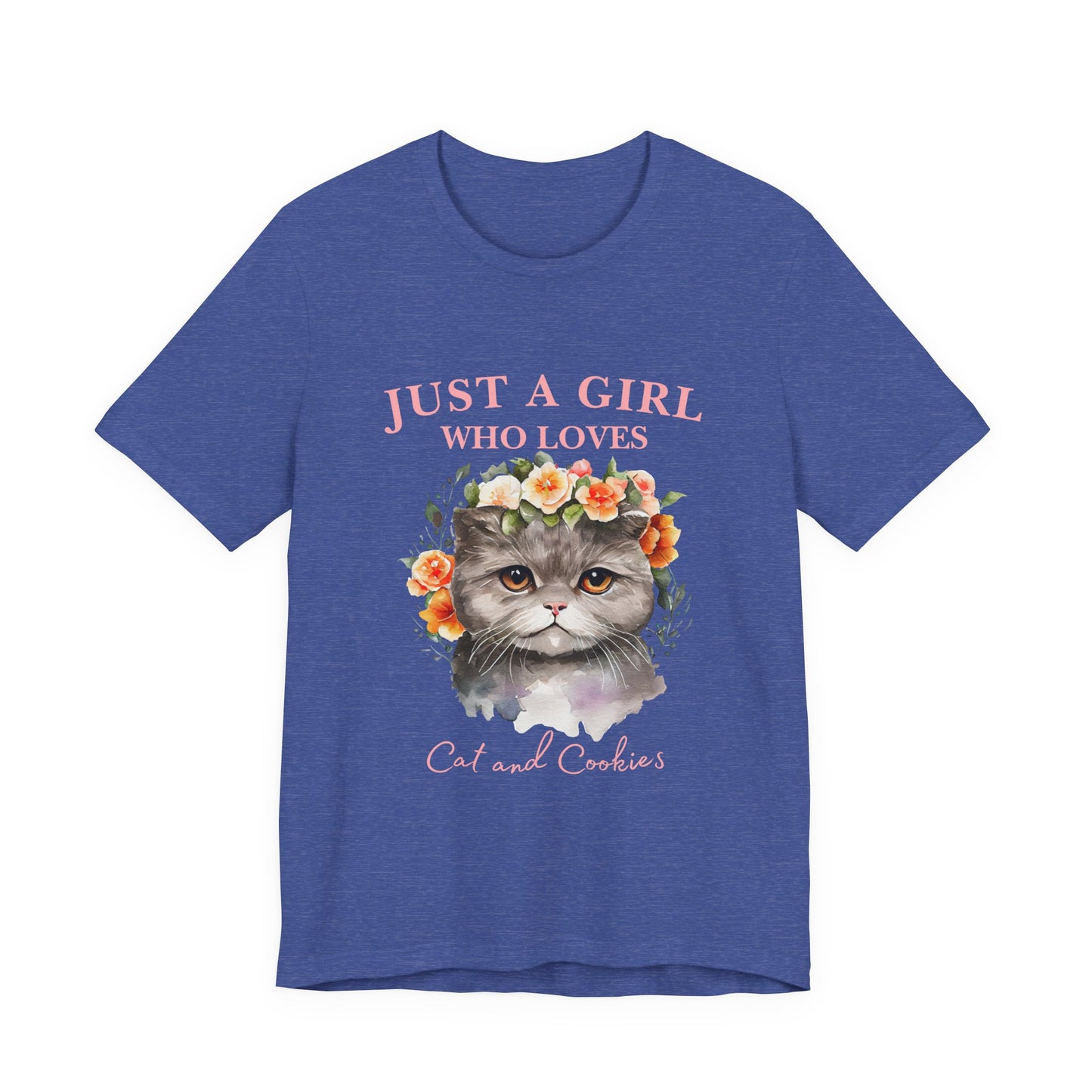 Just a Girl Who Loves Cats and Cookies Tee - Cute Cat Lover Shirt, Gift for Cat Moms, Funny Pet Apparel, Birthday Gift, Relaxed Fit T-Shirt