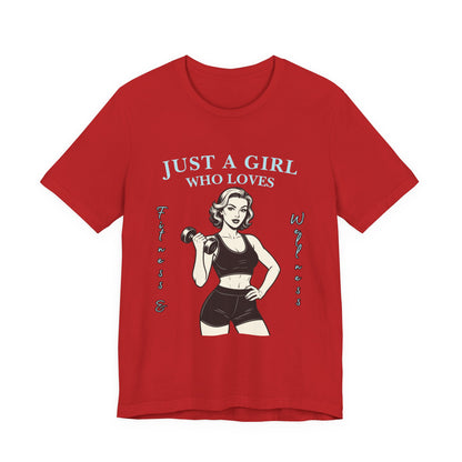 Fitness Lover's Unisex Tee - Perfect for Gym Buffs, Workout, Fitness Enthusiasts, Gift for Her, Casual Wear, Just A Girl Who Loves Fitness