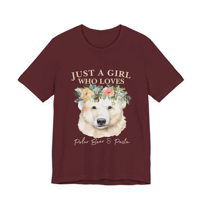 Just a Girl Who Loves Polar Bears Tee, Cute Animal Lover Gift, Nature Tee, Casual Wear, Eco-friendly Shirt, Pet Lover Apparel