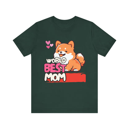 World's Best Mom Tee - Unisex Jersey Short Sleeve Shirt, Gift for Mother's Day, Cute Dog Design, Perfect for Moms, Gifts for Her