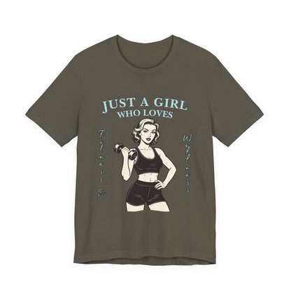 Fitness Lover's Unisex Tee - Perfect for Gym Buffs, Workout, Fitness Enthusiasts, Gift for Her, Casual Wear, Just A Girl Who Loves Fitness