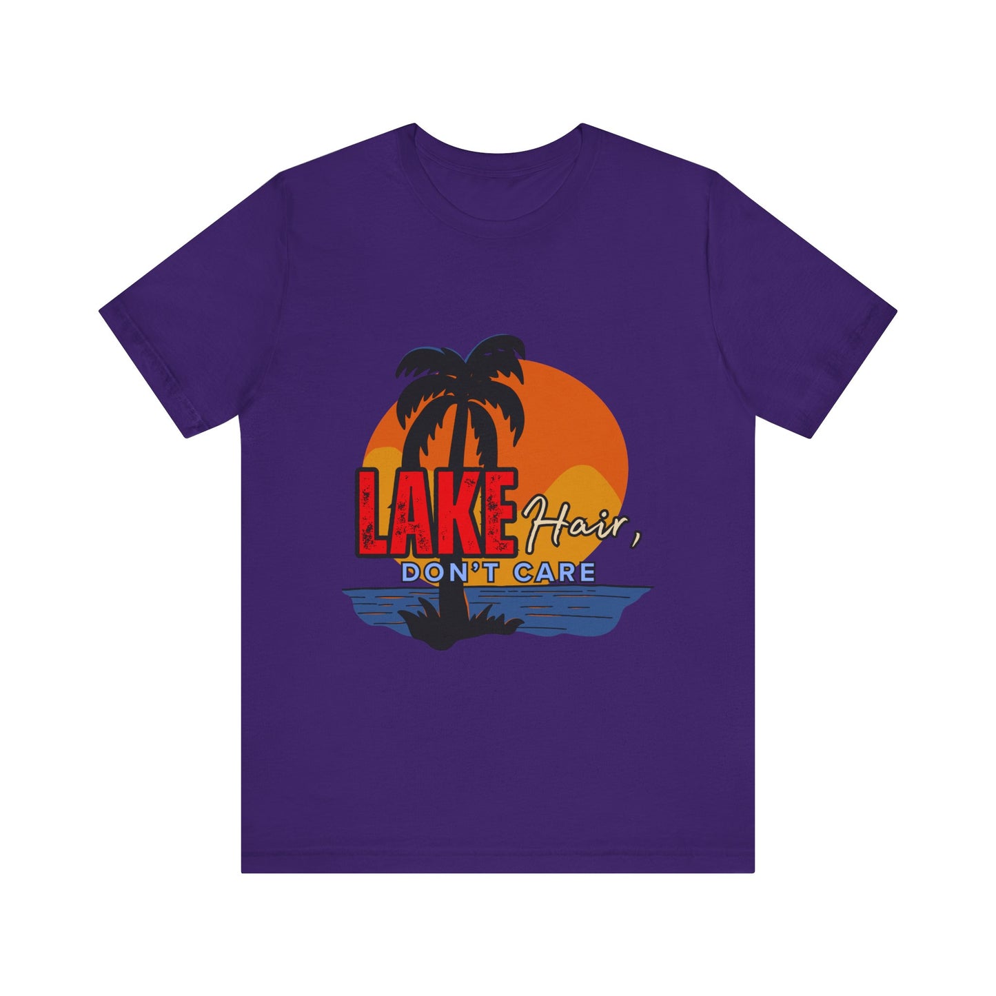 Lake Hair Don't Care Short Sleeve Tee, Summer T-Shirt, Vacation Shirt, Beachwear, Casual Outfit, Gift for Lake Lovers