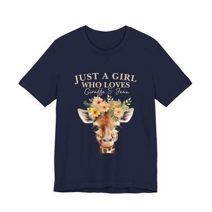 Just a Girl Who Loves Giraffes Tee, Cute Animal Lover Gift, Summer Casual Fashion, Birthday Tee, Nature Enthusiast Shirt