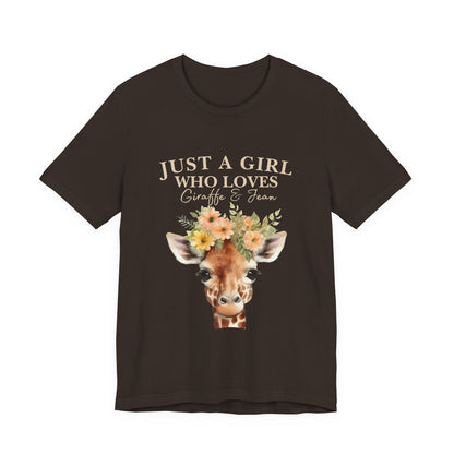 Just a Girl Who Loves Giraffes Tee, Cute Animal Lover Gift, Summer Casual Fashion, Birthday Tee, Nature Enthusiast Shirt
