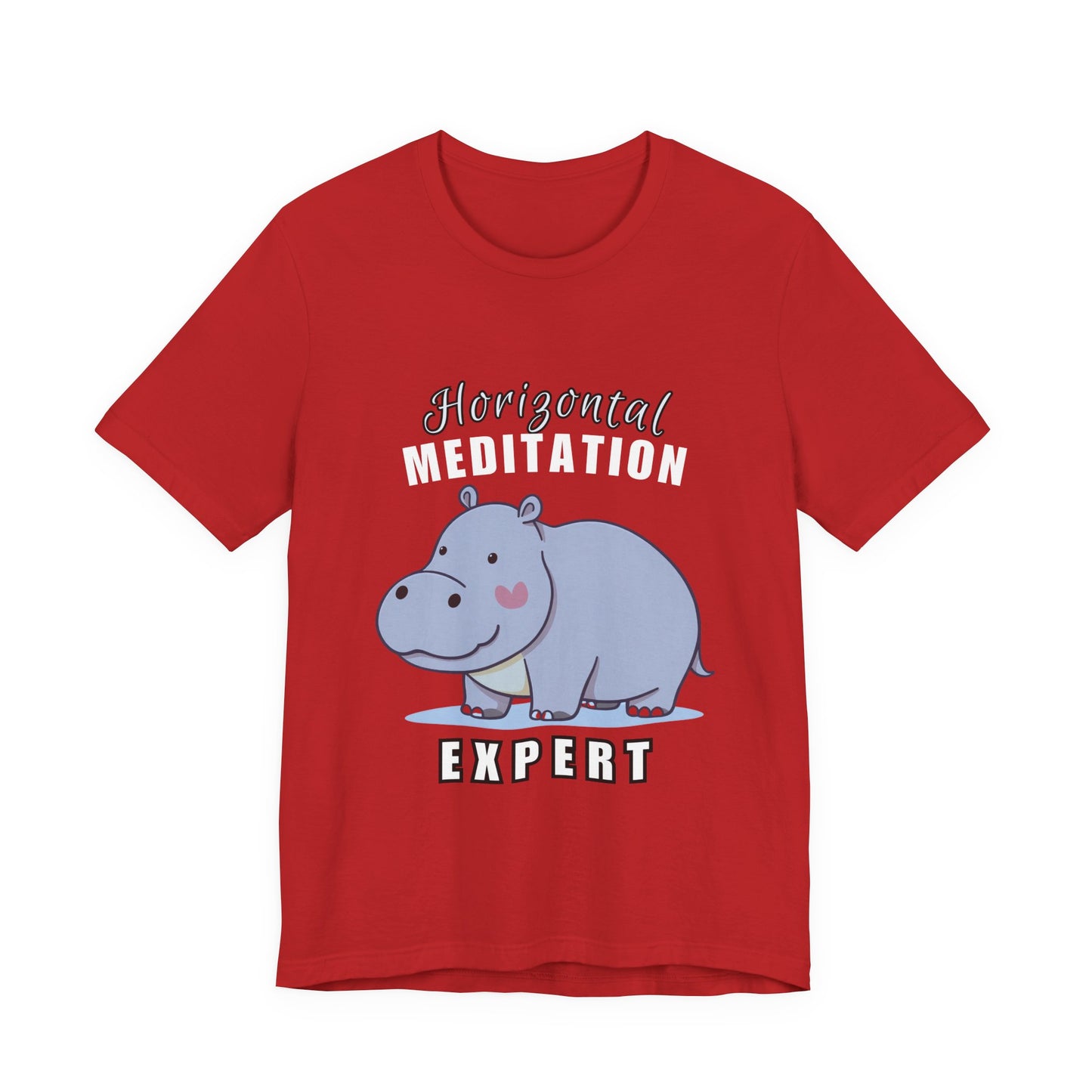 Hippo Horizontal Meditation Expert Tee - Fun Unisex Jersey Shirt for Relaxation, Gift for Yogis, Casual Wear, Mindfulness, Animal Lover