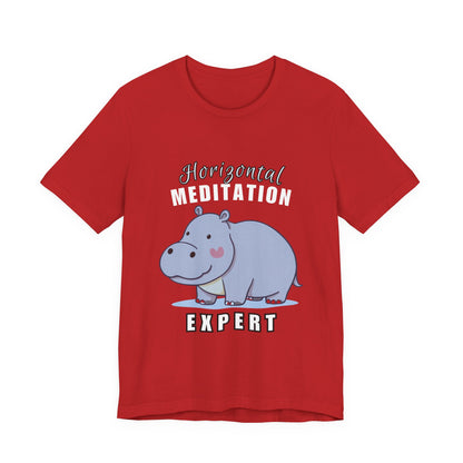 Hippo Horizontal Meditation Expert Tee - Fun Unisex Jersey Shirt for Relaxation, Gift for Yogis, Casual Wear, Mindfulness, Animal Lover