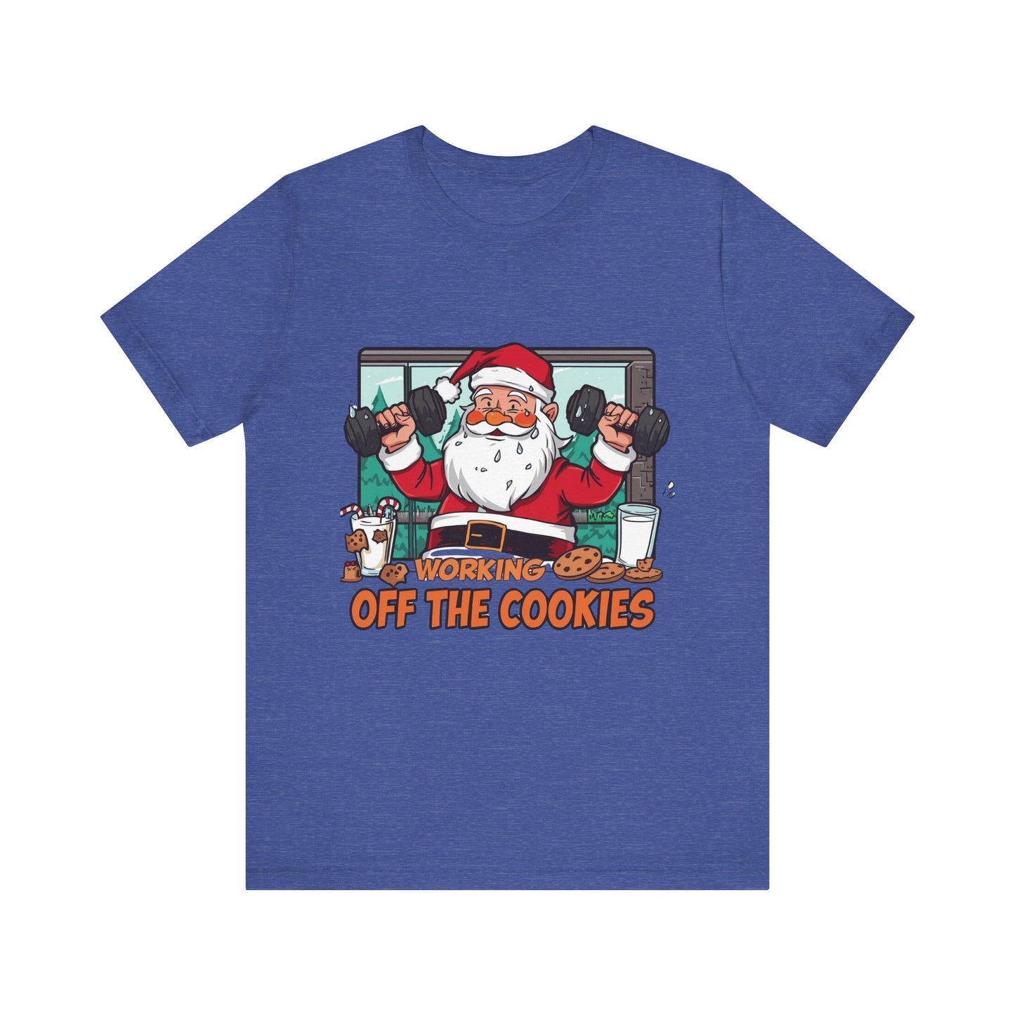 Santa Claus 'Working Off the Cookies' Tee | Christmas Funny T-Shirt |  Cookies Lover Gift | Holiday Apparel