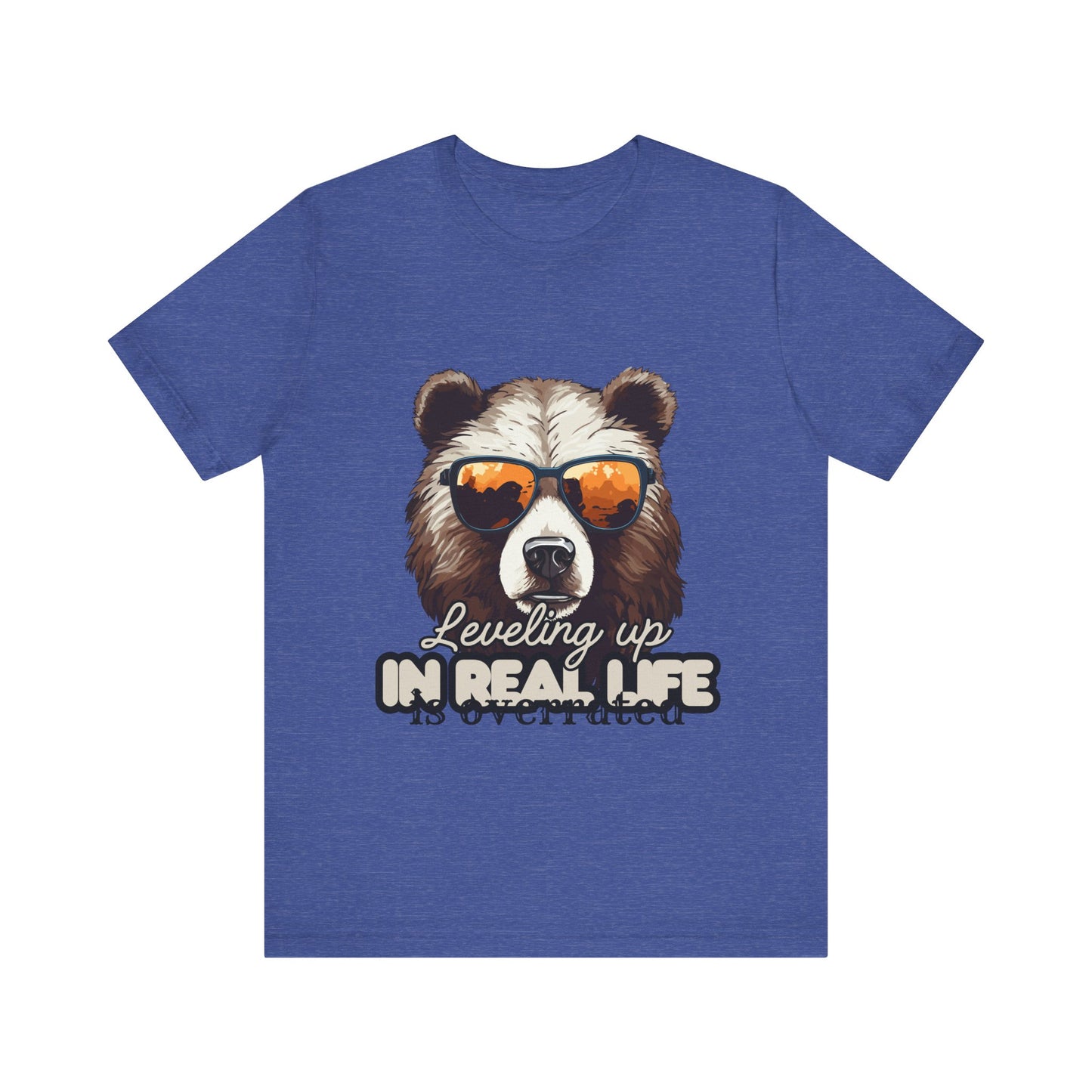 Cool Bear Graphic Tee, Leveling Up in Real Life, Funny T-Shirt for Nature Lovers, Gift for Birthday, Summer Wardrobe, Casual Wear