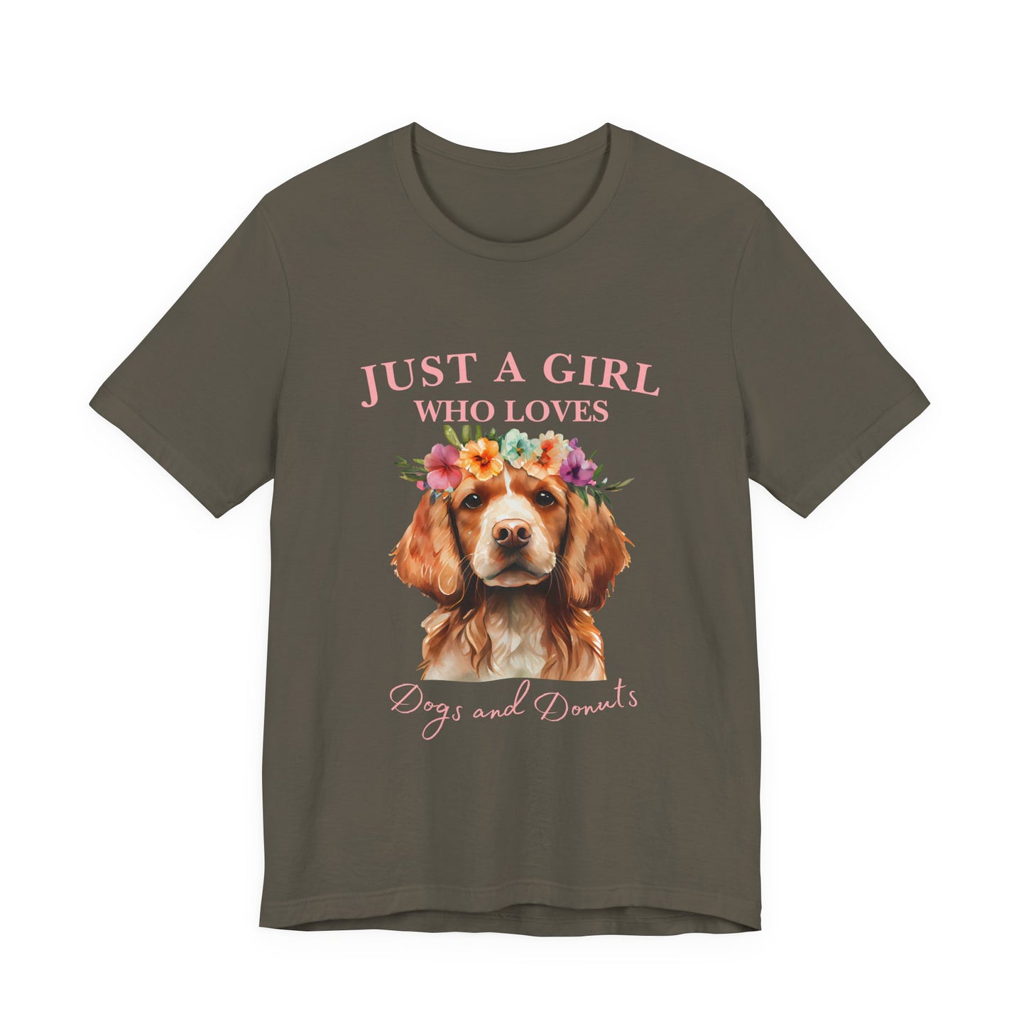 Just a Girl Who Loves Dogs and Donuts Tee, Cute Pet Lover Shirt, Animal Lover Gift, Dog Mom Apparel, Fun Casual Wear