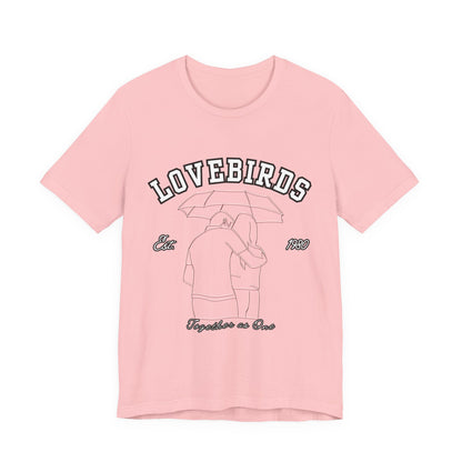 Lovebirds Unisex T-Shirt, Romantic Tee for Couples, Anniversary Gift, Valentine's Day Apparel, Gift for Her/Him, Cute Casual Wear