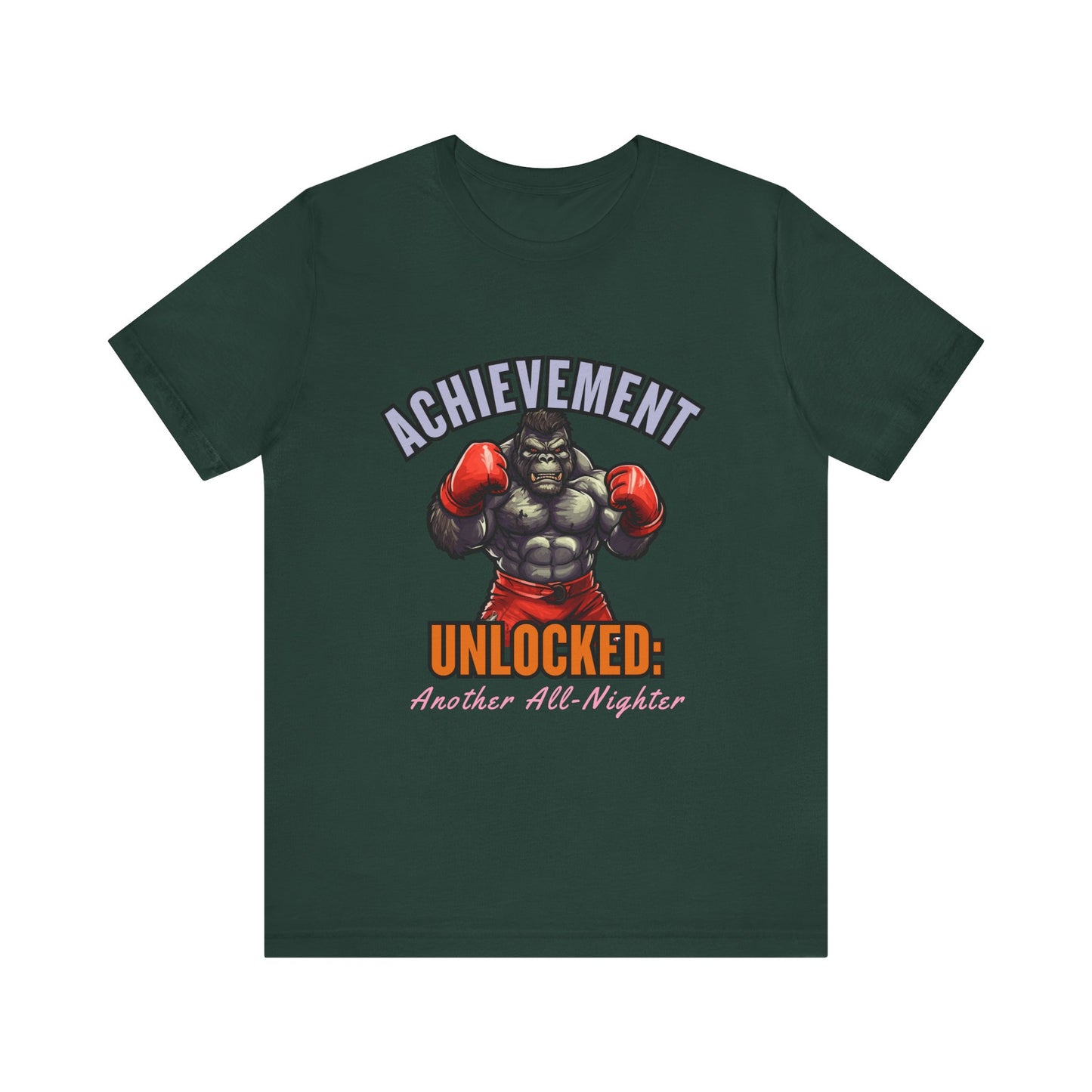 Achievement Unlocked Short Sleeve Tee, Gaming Shirt, Funny Tee, Birthday Gift, Casual Wear, All-Nighter Tee