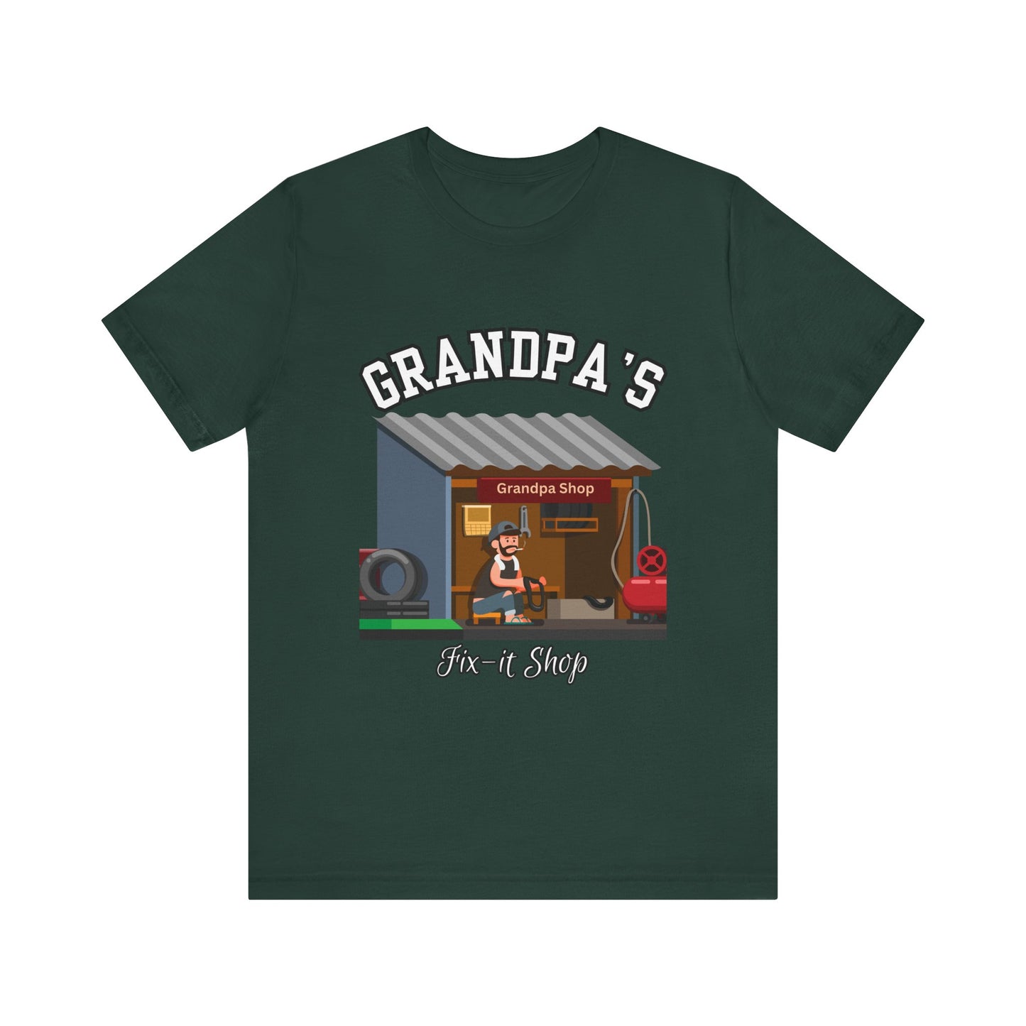 Grandpa's Fix-It Shop T-Shirt, Unisex Tee, Gift for Grandfather, Father's Day Gift, Mechanic Shirt, Family Humor Shirt