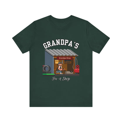 Grandpa's Fix-It Shop T-Shirt, Unisex Tee, Gift for Grandfather, Father's Day Gift, Mechanic Shirt, Family Humor Shirt