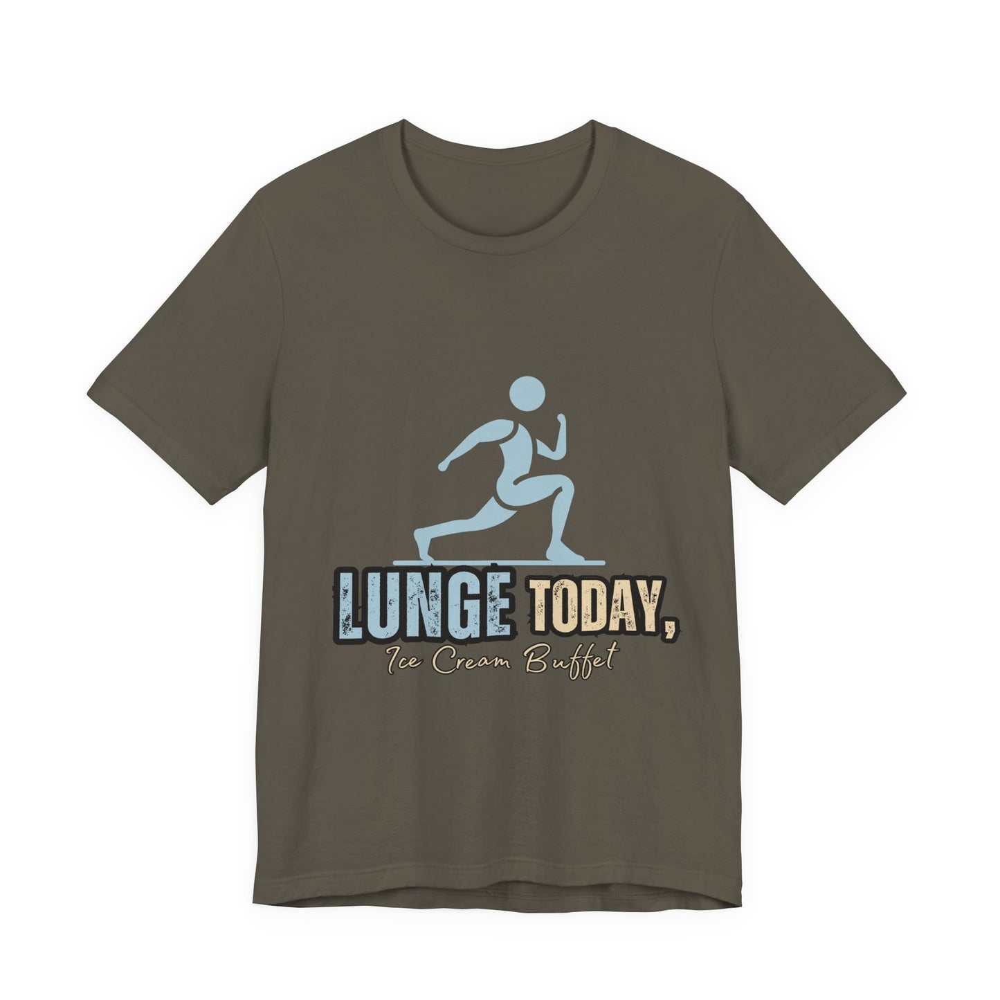 Fun Fitness Tee with 'Lunge Today, Ice Cream Buffet!' Design, Workout Shirt, Gift for Gym Lovers, Activewear, Casual Style