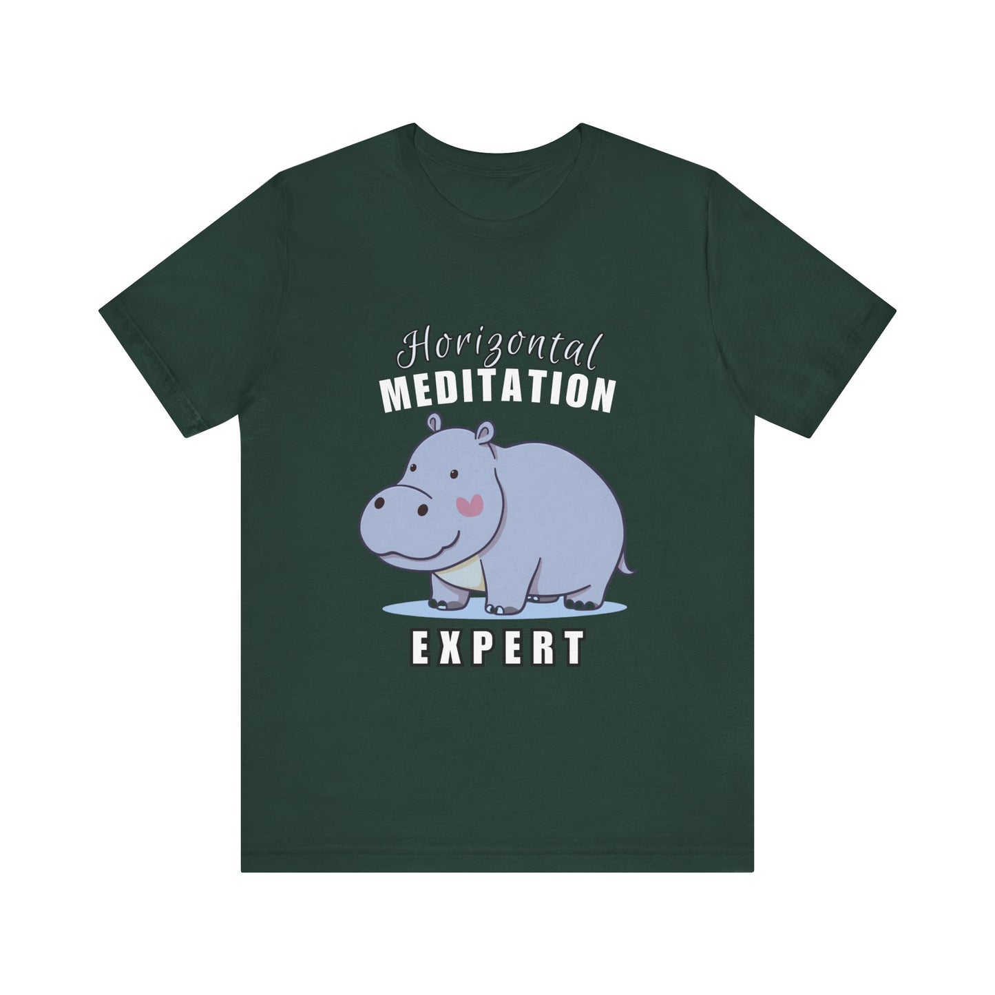 Hippo Horizontal Meditation Expert Tee - Fun Unisex Jersey Shirt for Relaxation, Gift for Yogis, Casual Wear, Mindfulness, Animal Lover