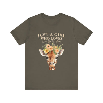 Just a Girl Who Loves Giraffes Tee, Cute Animal Lover Gift, Summer Casual Fashion, Birthday Tee, Nature Enthusiast Shirt