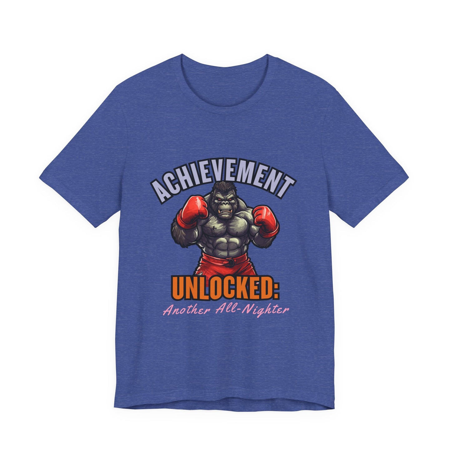 Achievement Unlocked Short Sleeve Tee, Gaming Shirt, Funny Tee, Birthday Gift, Casual Wear, All-Nighter Tee