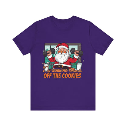 Santa Claus 'Working Off the Cookies' Tee | Christmas Funny T-Shirt |  Cookies Lover Gift | Holiday Apparel