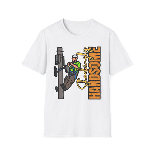 Handsome Lineman T-Shirt, Unisex Softstyle Tee, Great for Gifts, Work Apparel, Casual Wear, Electrician T-shirt, Gift for Electrician