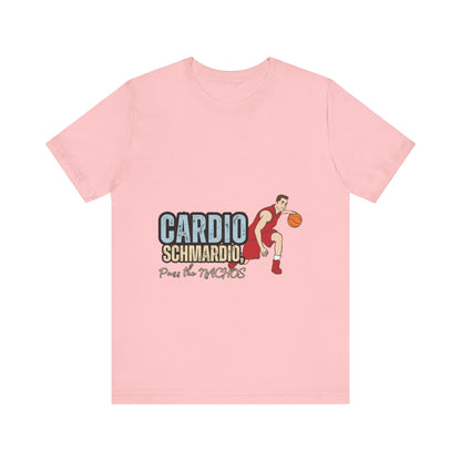 Funny Basketball Tee: "Cardio Schmardio!" Play the Nachos, Unisex Jersey Short Sleeve T-Shirt, Sports Enthusiast Gift, Gym Humor Shirt