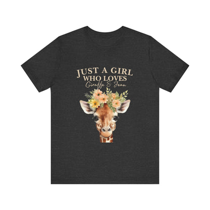 Just a Girl Who Loves Giraffes Tee, Cute Animal Lover Gift, Summer Casual Fashion, Birthday Tee, Nature Enthusiast Shirt