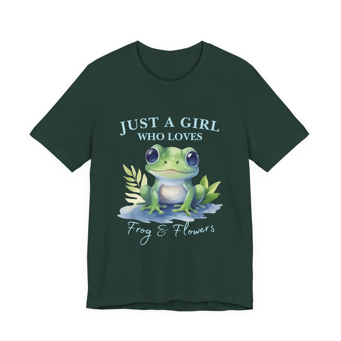 Frog Lover Tee, Just a Girl Who Loves Frog & Flowers, Cute Graphic T-Shirt, Nature Lover Gift, Spring Fashion, Animal Tee, Unique Apparel