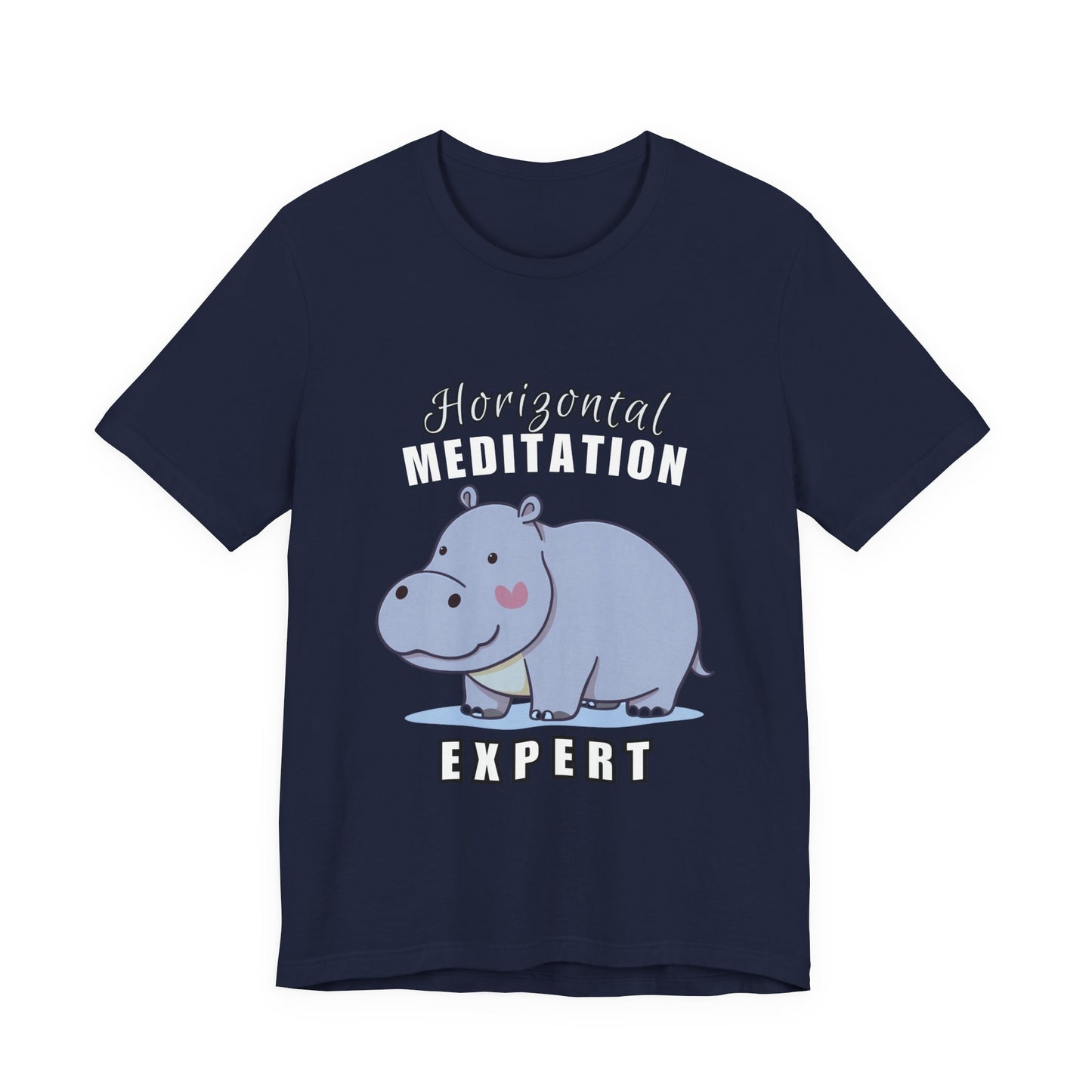 Hippo Horizontal Meditation Expert Tee - Fun Unisex Jersey Shirt for Relaxation, Gift for Yogis, Casual Wear, Mindfulness, Animal Lover