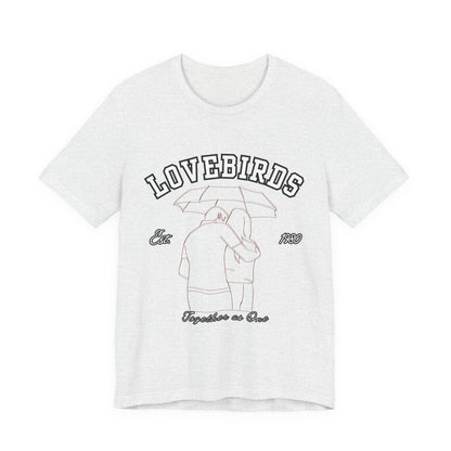 Lovebirds Unisex T-Shirt, Romantic Tee for Couples, Anniversary Gift, Valentine's Day Apparel, Gift for Her/Him, Cute Casual Wear
