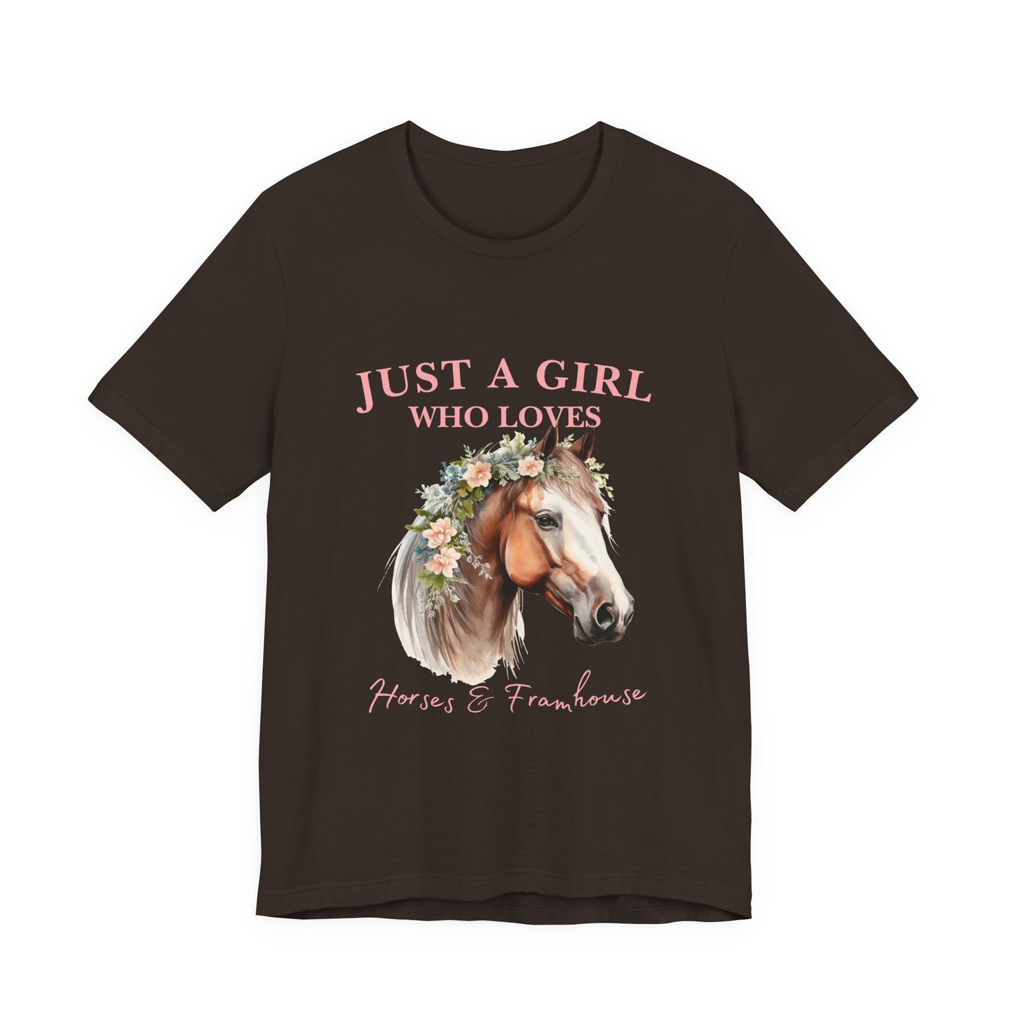 Just a Girl Who Loves Horses Jersey Tee | Equestrian Gift | Horse Lover T-Shirt | Floral Graphic Tee | Birthday Gift