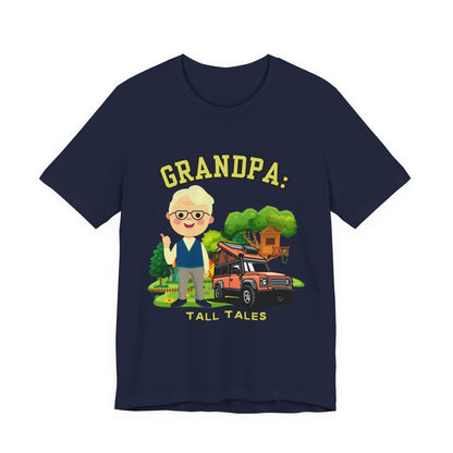 Grandpa Tall Tales Tee, Funny Grandpa Shirt, Gift for Grandpa, Family Gathering Outfit, Dad Humor T-shirt, Unisex Casual Tee