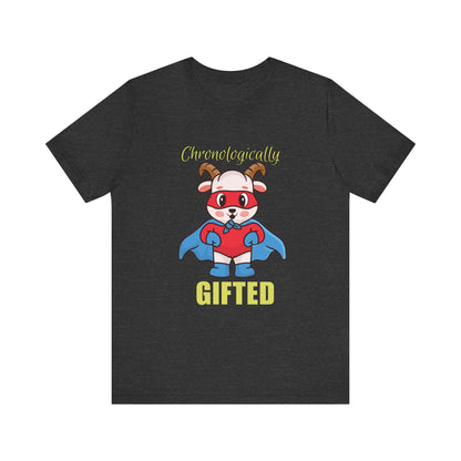 Chronologically Gifted Superhero Tee, Fun T-Shirt for Kids, Birthday Gift, Unisex Short Sleeve, Comfortable Casual Wear, Cute Pet [...]