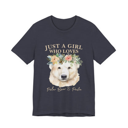Just a Girl Who Loves Polar Bears Tee, Cute Animal Lover Gift, Nature Tee, Casual Wear, Eco-friendly Shirt, Pet Lover Apparel