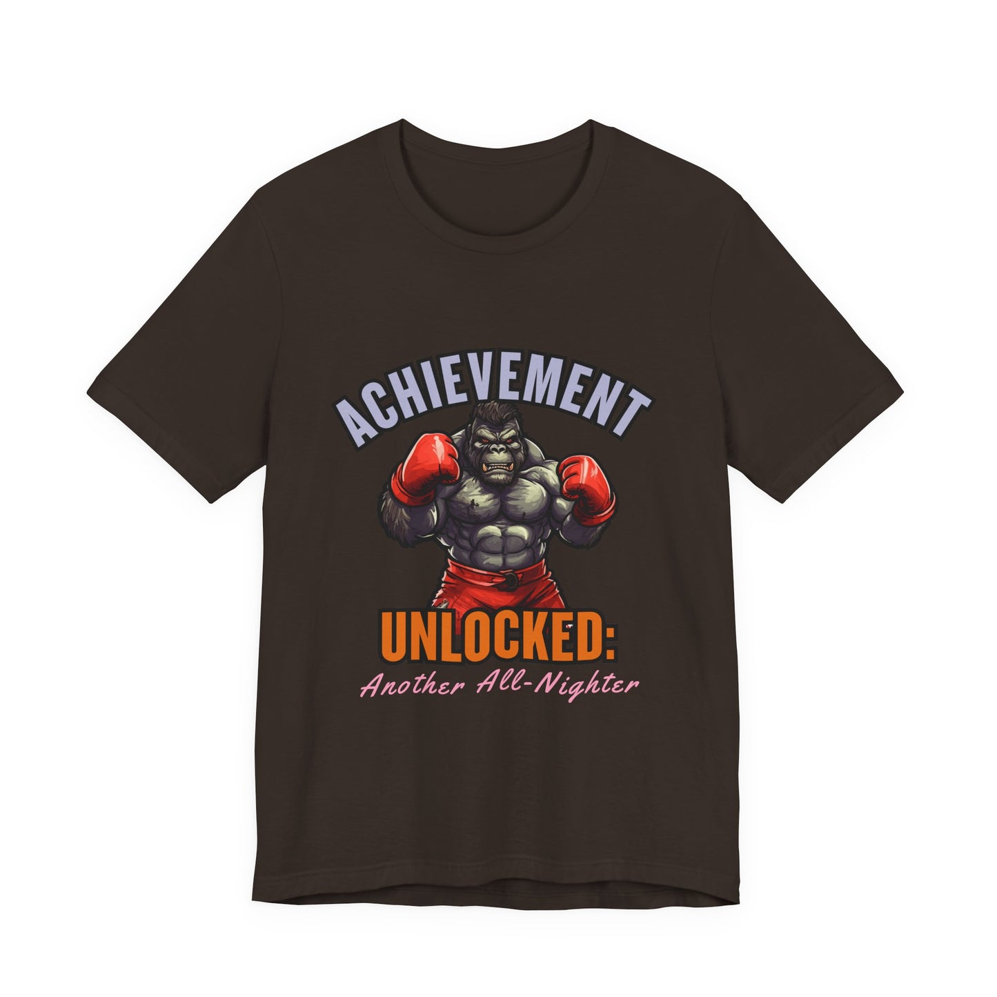 Achievement Unlocked Short Sleeve Tee, Gaming Shirt, Funny Tee, Birthday Gift, Casual Wear, All-Nighter Tee