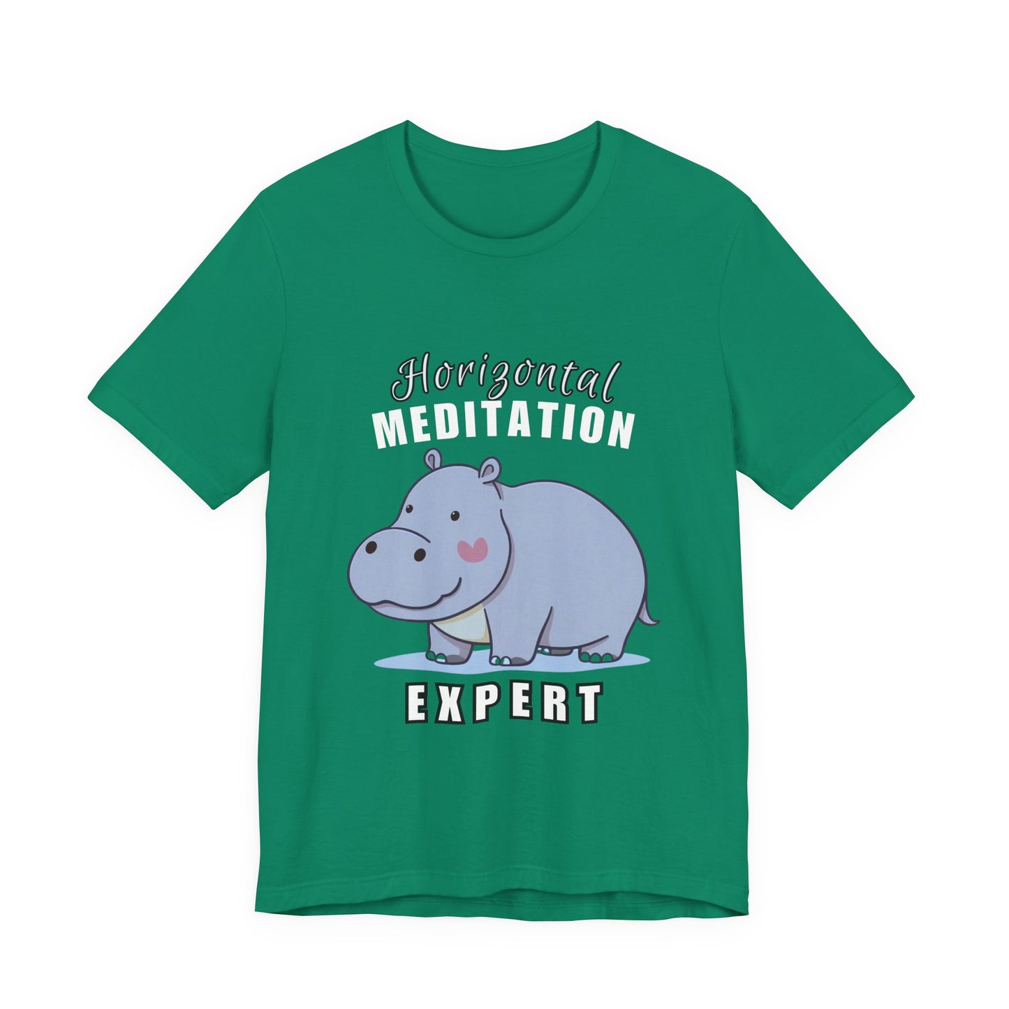 Hippo Horizontal Meditation Expert Tee - Fun Unisex Jersey Shirt for Relaxation, Gift for Yogis, Casual Wear, Mindfulness, Animal Lover
