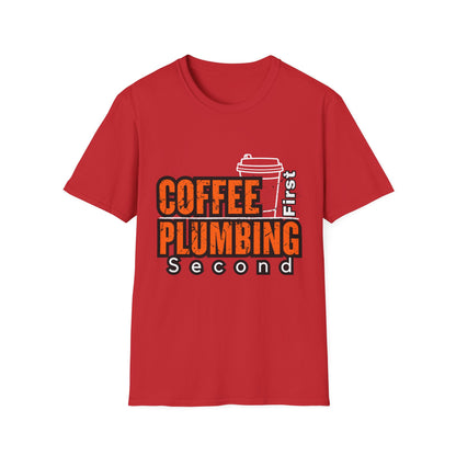 Coffee Plumbing Unisex Softstyle T-Shirt, Funny Coffee Lover Gift, DIY Plumbing Humor Tee, Casual Wear, Everyday Comfort