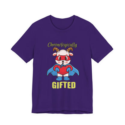 Chronologically Gifted Superhero Tee, Fun T-Shirt for Kids, Birthday Gift, Unisex Short Sleeve, Comfortable Casual Wear, Cute Pet [...]