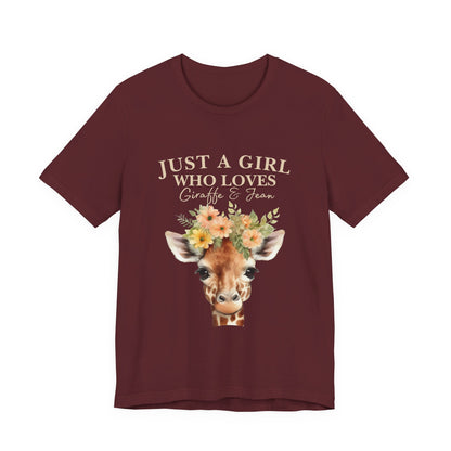 Just a Girl Who Loves Giraffes Tee, Cute Animal Lover Gift, Summer Casual Fashion, Birthday Tee, Nature Enthusiast Shirt