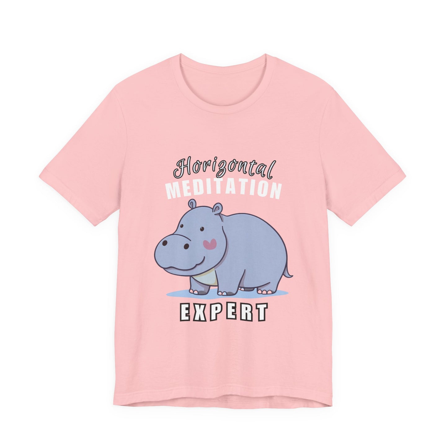 Hippo Horizontal Meditation Expert Tee - Fun Unisex Jersey Shirt for Relaxation, Gift for Yogis, Casual Wear, Mindfulness, Animal Lover