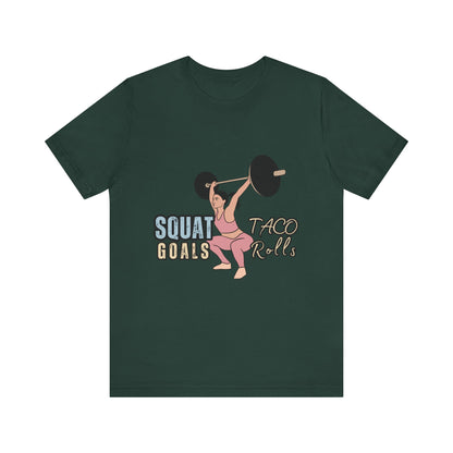Squat Goals Unisex Jersey Tee, Funny Workout Shirt, Fitness Gift, Gym Apparel, Weightlifting Top, Motivational Tee