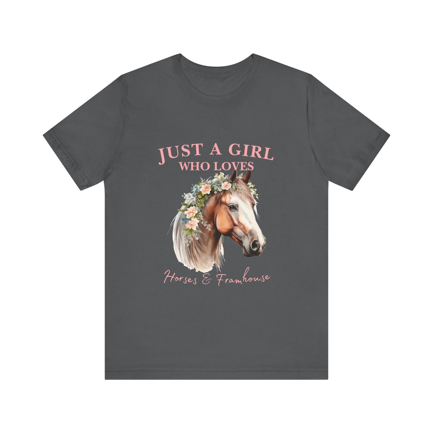 Just a Girl Who Loves Horses Jersey Tee | Equestrian Gift | Horse Lover T-Shirt | Floral Graphic Tee | Birthday Gift