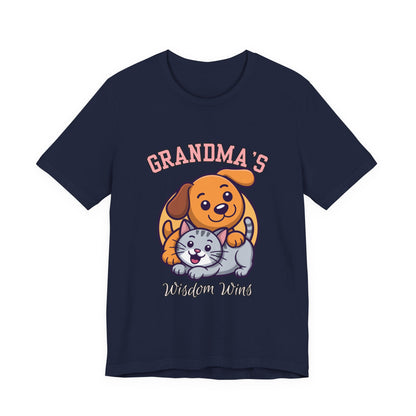 Grandma's Pet Love Tee - Cute Cat and Dog Design, Perfect Gift for Grandparents, Animal Lovers, Birthday, Family Gatherings, Casual Wear